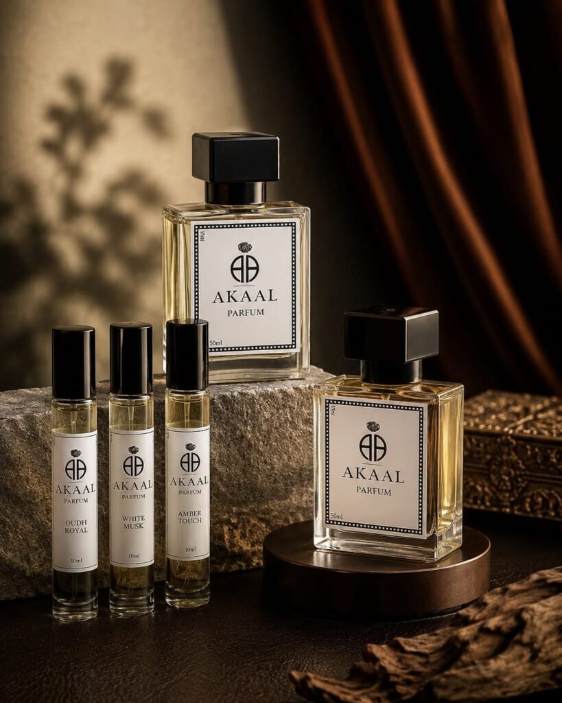 AKAAL parfum bottles and attar vials